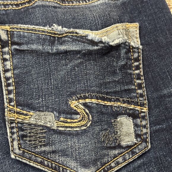 Silver Jeans Suki Mid Slim Straight Women’s 28 x 22 1/2 Distressed Blue Denim - Picture 11 of 16